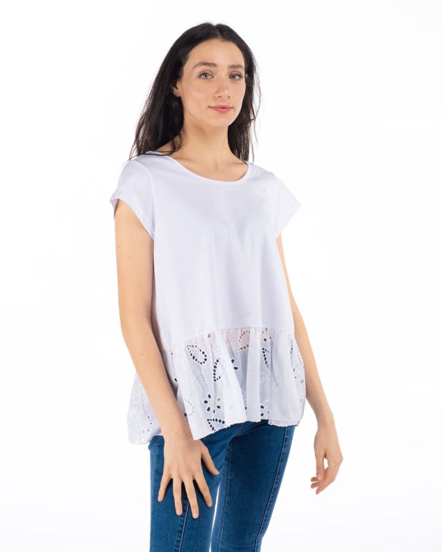 Prodotto: TSHIRT SMANICATA PIZZO IN FONDO
