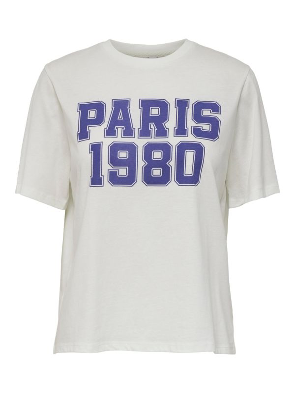 Prodotto: JACQUELINE de YONG - T-SHIRT MANICA CORTA BIANCA IN COTONE CON SCRITTA PARIS