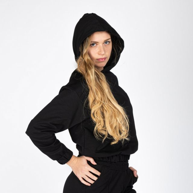 Prodotto: MY JEWELS - DONNA FELPA NERA CON CAPPUCCIO