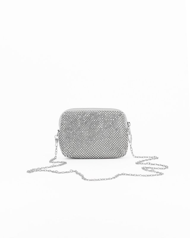 Prodotto: POCHETTE TUTTA STRASS CON ZIP E CIONDOLO