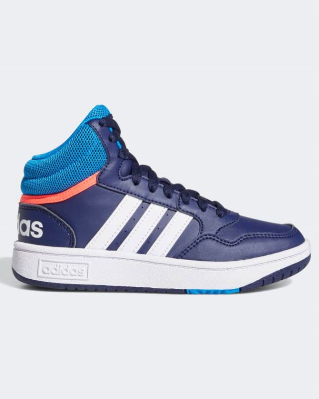 Prodotto: ADIDAS - Scarpa alta da bambino blu e bianca, numerata 28/35 - HOOPS MID GW0400
