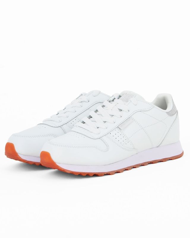 Prodotto: SKECHERS OLD SCHOOL COOL - Sneakers da donna bianca con dettagli argento glitter e soletta in memory foam traspirante