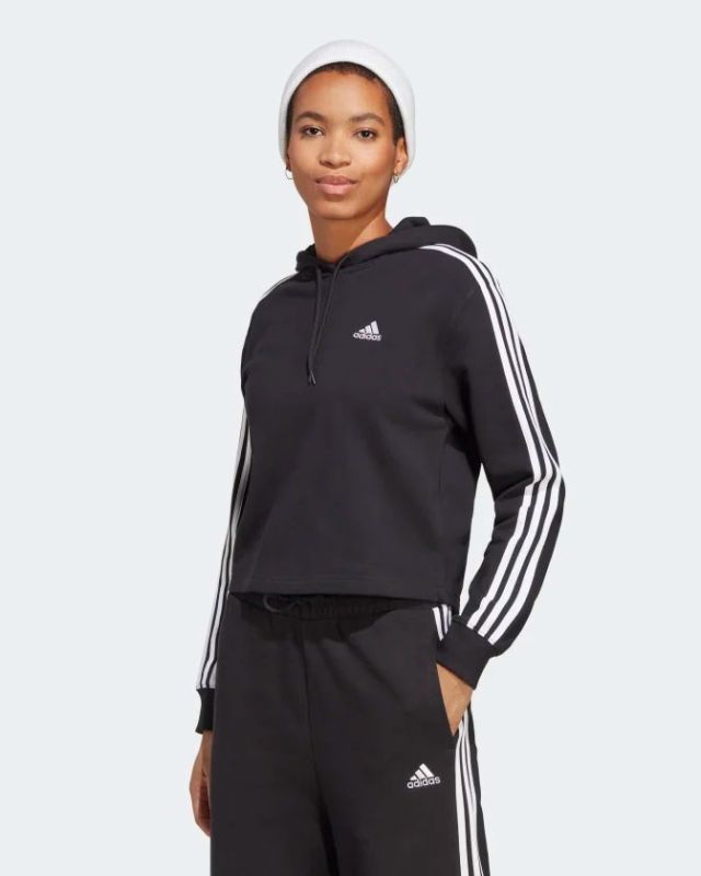 Prodotto: ADIDAS-FELPA CON CAPPUCCIO ESSENTIALS 3-STRIPES FRENCH TERRY CROP-IC8767