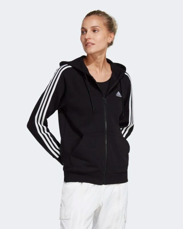 Prodotto: ADIDAS-FELPA CON CAPPUCCIO ESSENTIALS 3-STRIPES FRENCH TERRY REGULAR FULL-ZIP-IC8769
