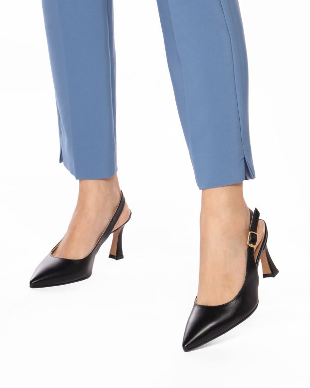 Prodotto: MISS GLOBO - Décolleté slingback nera tacco 7,5cm - MADE IN ITALY