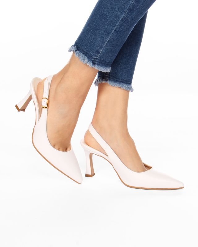 Prodotto: MISS GLOBO - Décolleté slingback bianca tacco 7,5cm - MADE IN ITALY