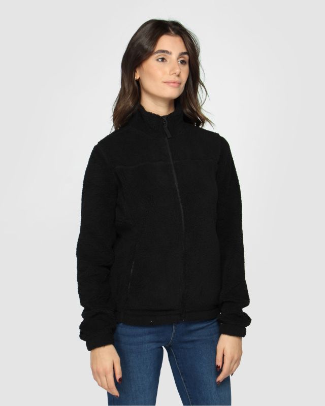 Prodotto: ON SPIRIT - Giacca sherpa da donna nera in pile con zip frontale - AQUILEGIA