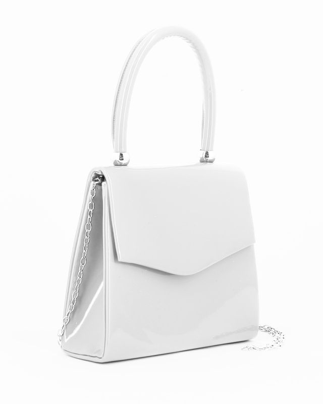 Prodotto: MISS GLOBO - Pochette un manico bianca in vernice con patta