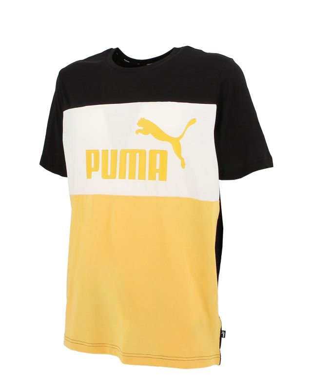 Prodotto: PUMA - T shirt da uomo gialla e nera in cotone con dettagli bianchi