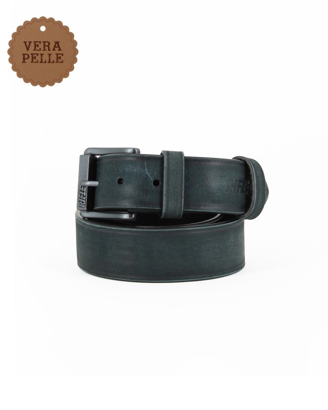 Prodotto: RIFLE - Cintura blu da uomo in VERA PELLE con fibbia nichel free