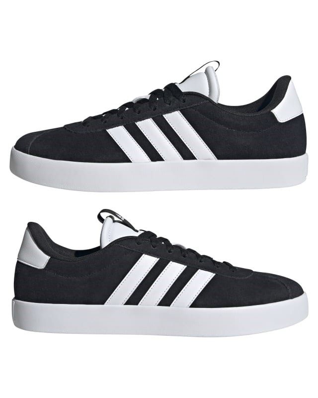 Prodotto: ADIDAS - Scarpa da uomo nera e bianca in VERA PELLE scamosciata - VL COURT 3.0 ID6278