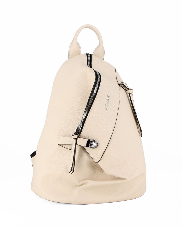 Prodotto: RIFLE - Zaino beige con zip centrale e pulsante a chiusura
