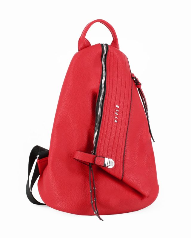 Prodotto: RIFLE - Zaino rosso con zip centrale e pulsante a chiusura