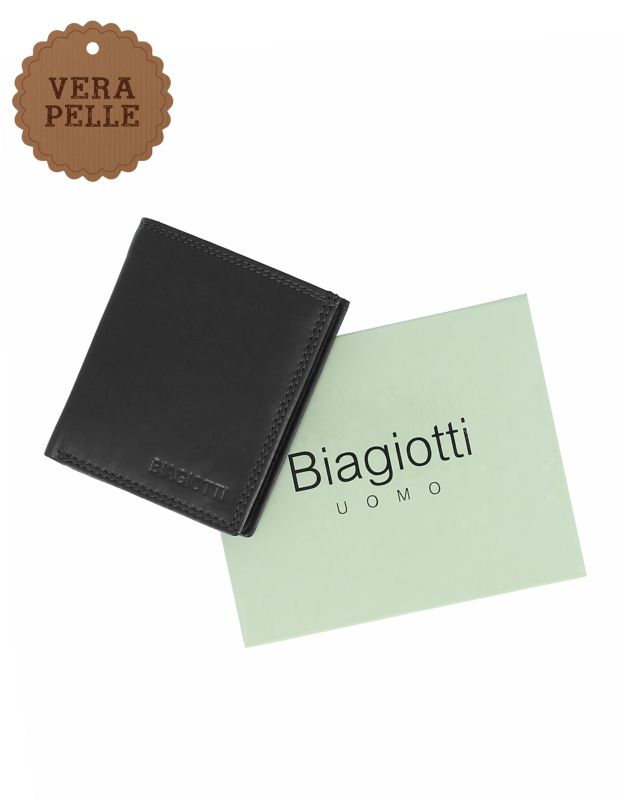 Prodotto: LAURA BIAGIOTTI - Portafoglio nero da uomo in VERA PELLE