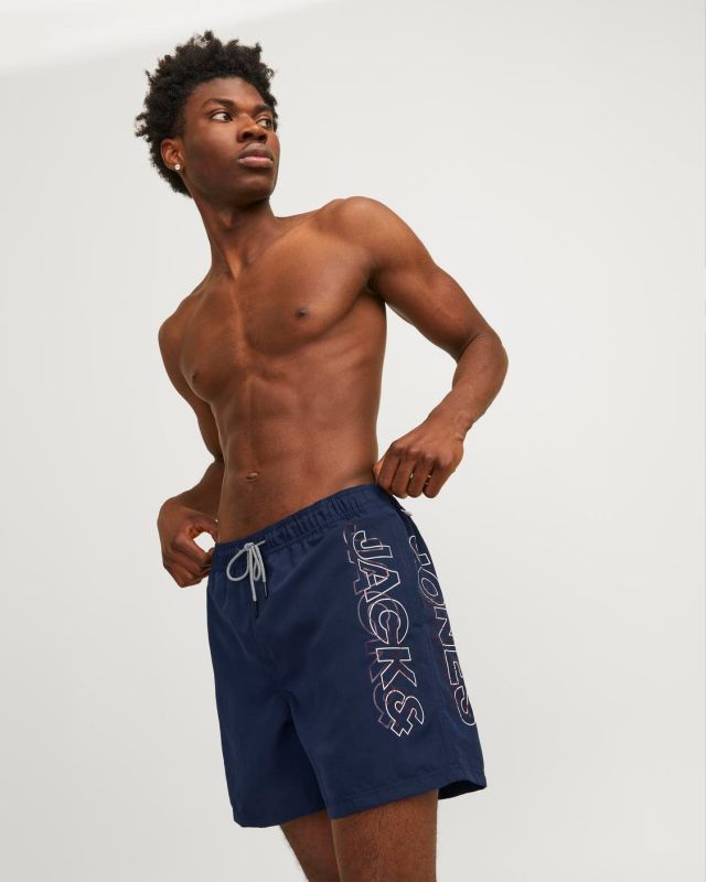 Prodotto: JACK&JONES - Costume da bagno blu con logo laterale e tasche