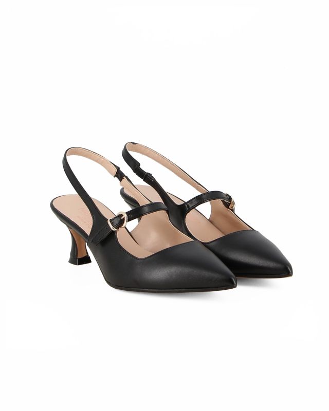 Prodotto: MISS GLOBO - Slingback nera con cinturino superiore, tacco 6CM, MADE IN ITALY