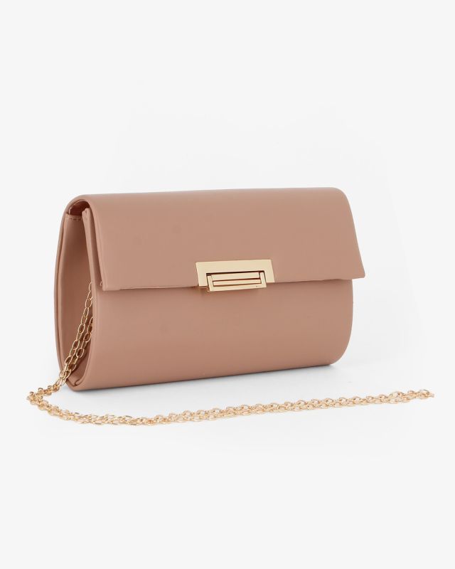 Prodotto: MISS GLOBO - Pochette beige con patta e chiusura metallica a incastro