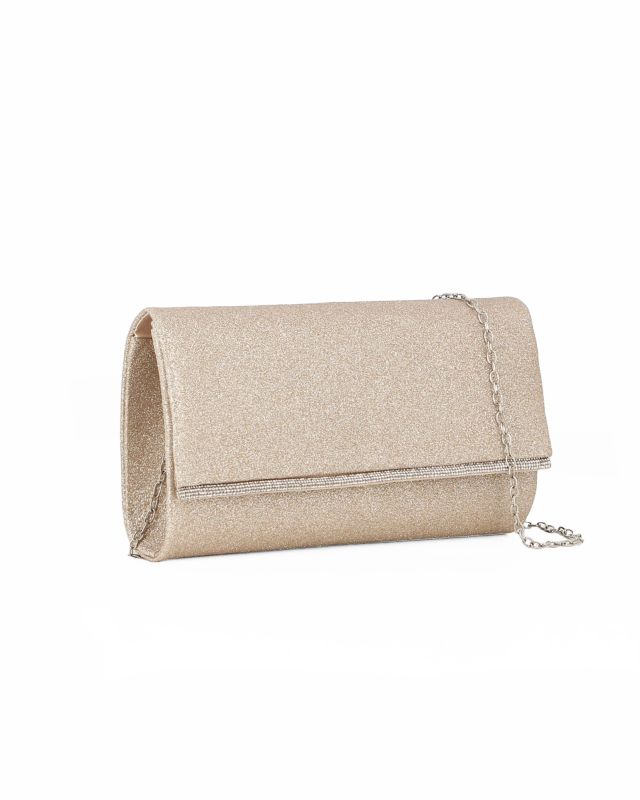 Prodotto: MISS GLOBO - Pochette glitterata oro con filo di strass sulla patta