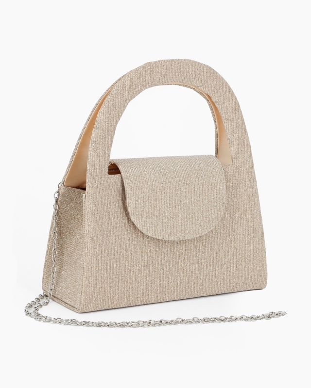 Prodotto: MISS GLOBO - Pochette oro in lurex con due manici e patta