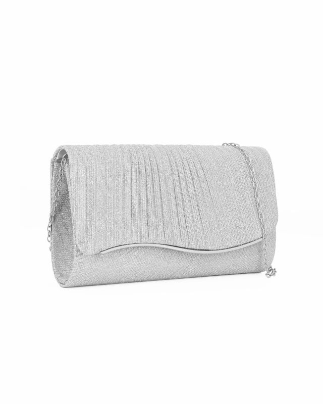 Prodotto: MISS GLOBO - Pochette argento in lurex con patta effetto onde