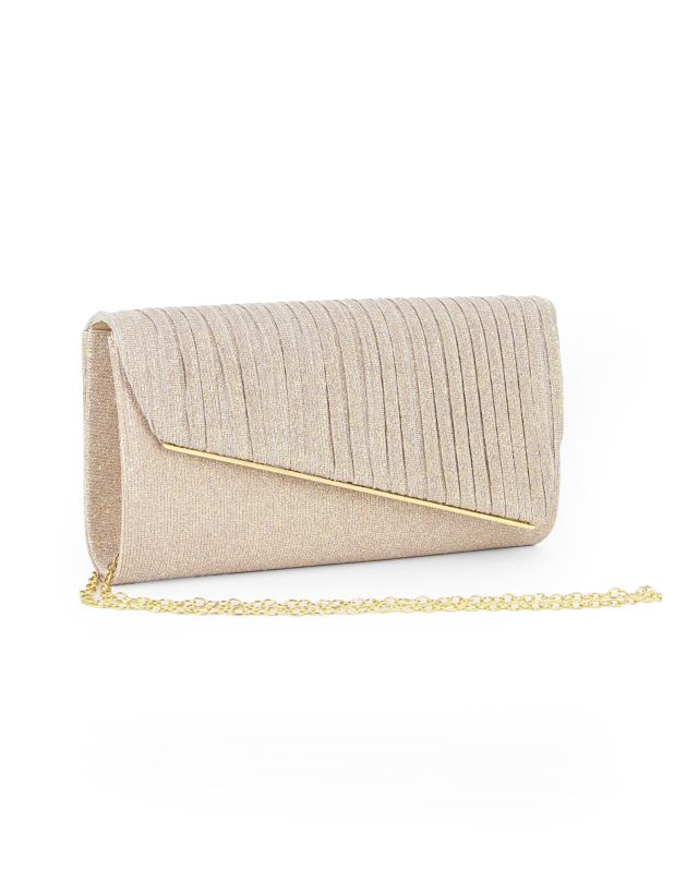 Prodotto: MISS GLOBO - Pochette oro in lurex con patta effetto onde e taglio diagonale