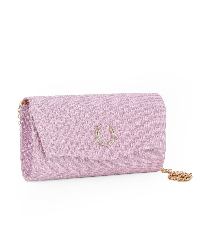Prodotto: DIVAS - Pochette rose gold con patta e dettaglio di strass