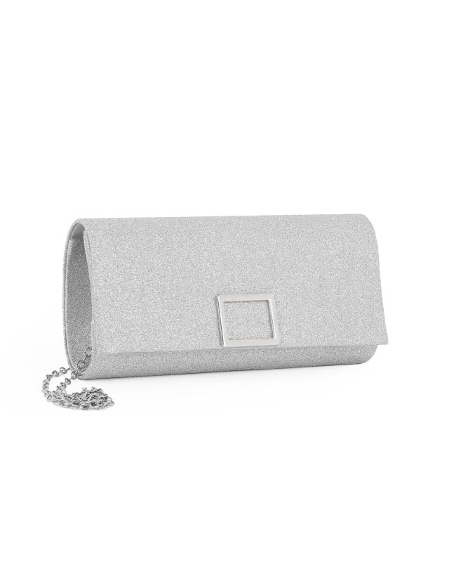 Prodotto: DIVAS - Pochette argento glitterata con patta