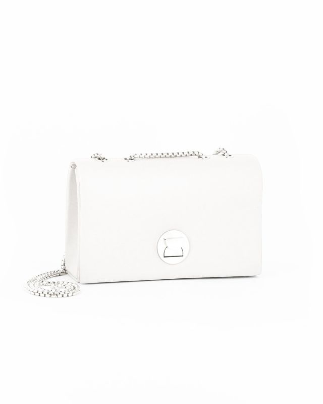 Prodotto: DIVAS - Pochette bianca con patta e tracolla catenina