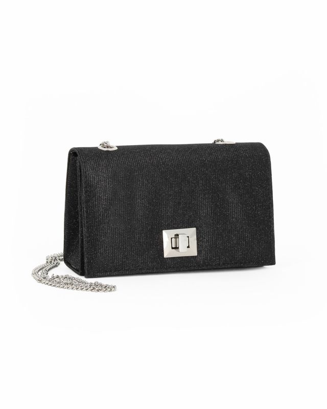Prodotto: MISS GLOBO - Pochette con patta nera in lurex e chiusura a girello