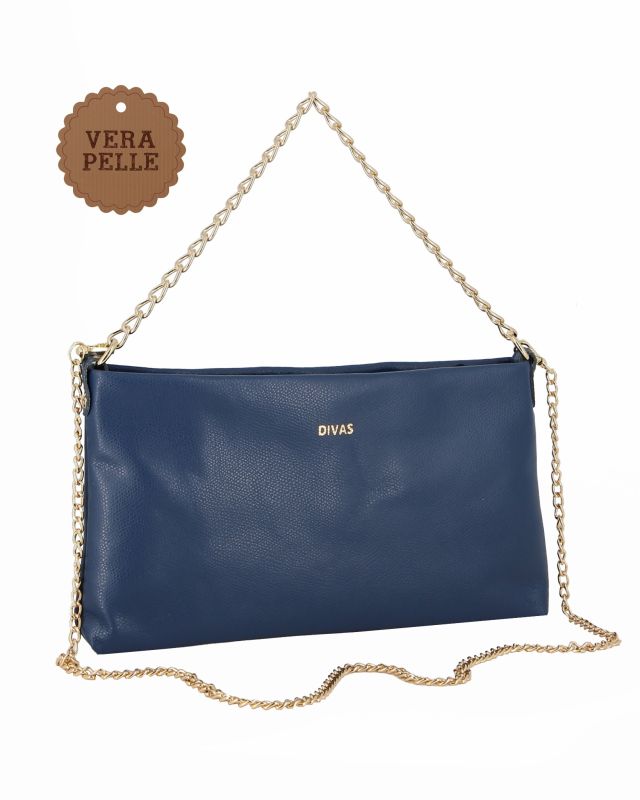 Prodotto: DIVAS - POCHETTE BLU IN PELLE CON CATENA
