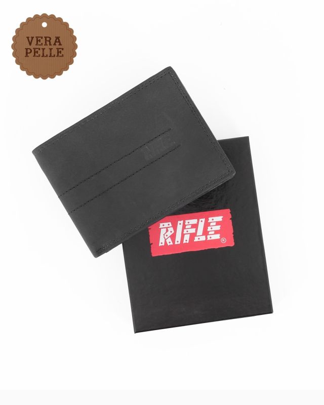 Prodotto: RIFLE - Portafoglio nero in VERA PELLE con ribaltina interna