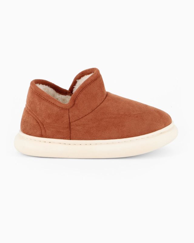 Prodotto: TIGLIO RAMBLAS - Pantofola a stivaletto camel con pelliccia interna