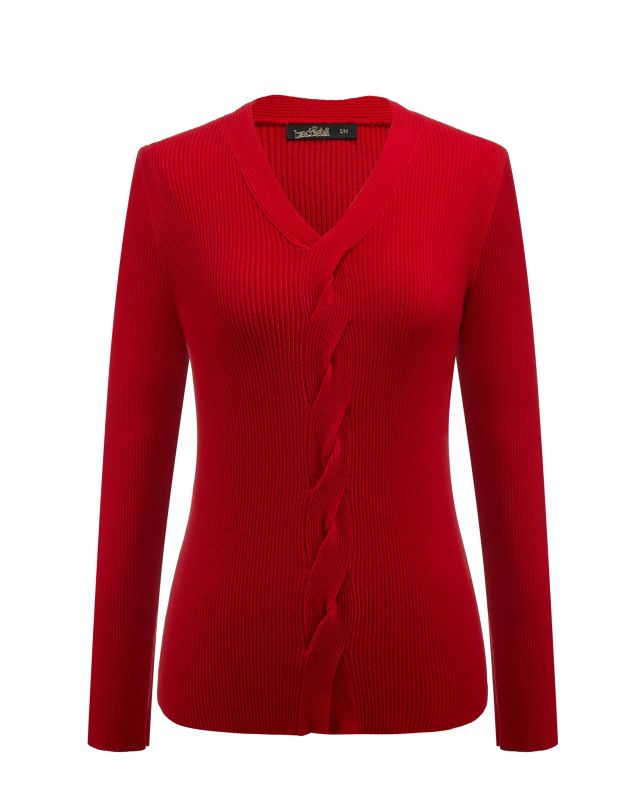 Prodotto: BACHATA - Maglia manica lunga rossa scollo a V