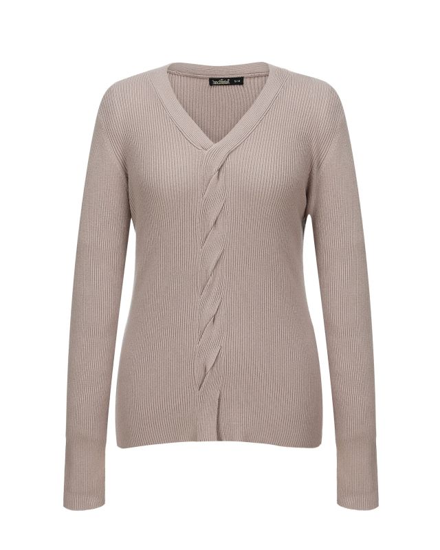 Prodotto: BACHATA - Maglia manica lunga beige scollo a V
