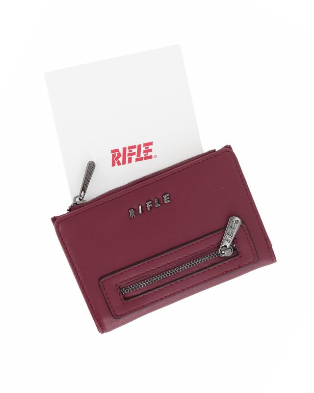 Prodotto: RIFLE - Portafoglio rosso orizzontale da donna con zip frontale