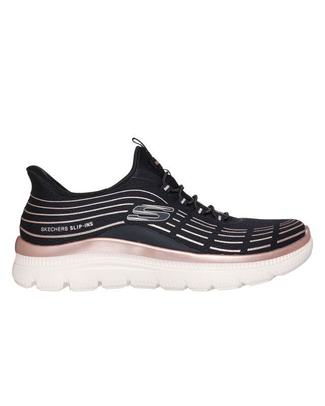 Prodotto: SKECHERS - SUMMITS PLUS - SOFT LUSTER - Sneakers nera con tomaia in mesh e dettagli glitterati rosa