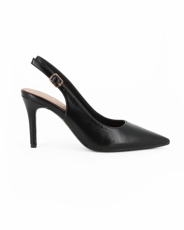 Prodotto: MISS GLOBO - Décolleté slingback nera con sottopiede in VERA PELLE, tacco 8CM