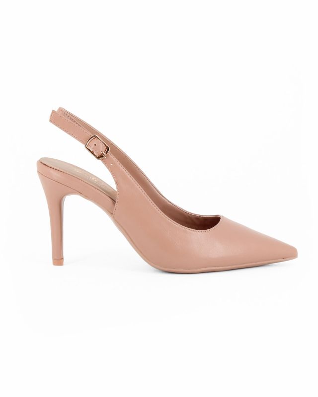 Prodotto: MISS GLOBO - Décolleté slingback beige con sottopiede in VERA PELLE, tacco 8CM