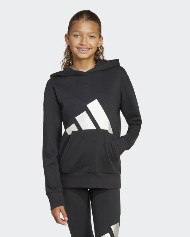 Prodotto: ADIDAS - FELPA NERO E ARGENTO CON CAPPUCCIO GLAM HD JUNIOR - JC7505