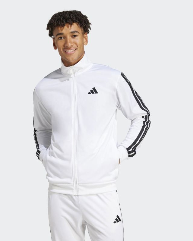 Prodotto: ADIDAS - FELPA UOMO FULL ZIP3S DAYREADY TRACKTOP BIANCA CON BANDE NERE - JN6491