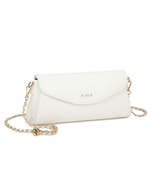 Prodotto: RIFLE - Borsa baguette bianca con patta
