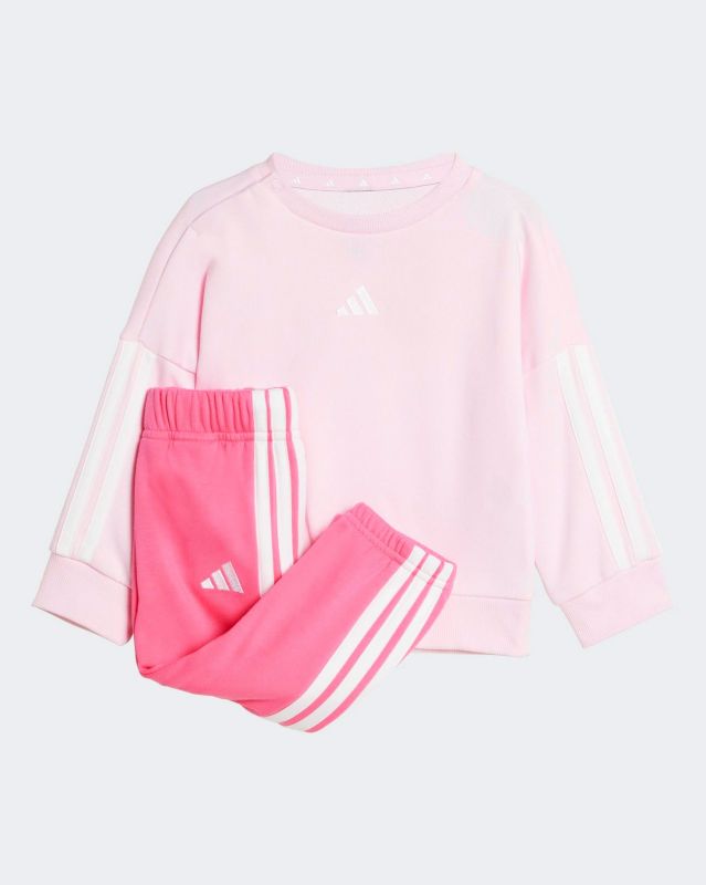 Prodotto: ADIDAS - TUTA COMPLETA BABY FUXIA, BIANCA E ROSA CON BANDE BIANCHE FRENCH TERRY JOGGER - JV9853