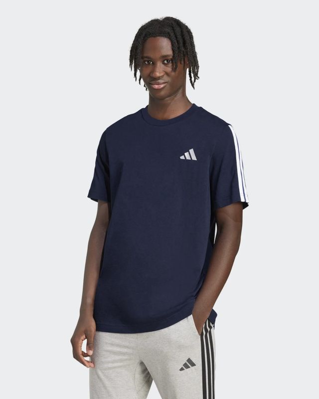 Prodotto: ADIDAS -T-SHIRT UOMO MEZZA MANICA BLU CON BANDE BIANCHE -  JV6785