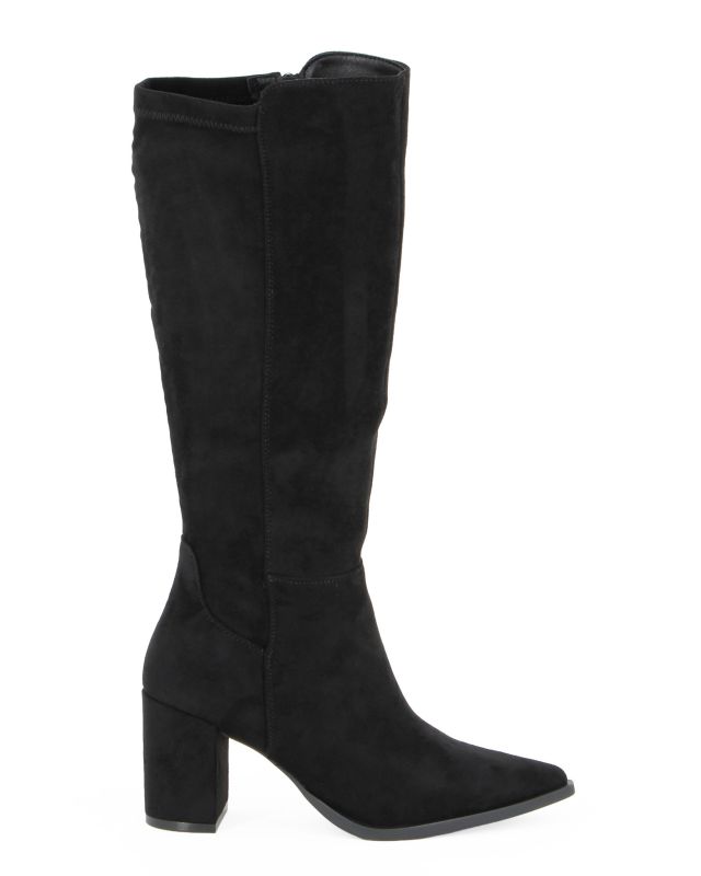 Prodotto: MISS GLOBO - Stivale nero scamosciato a punta con zip laterale, tacco 7CM