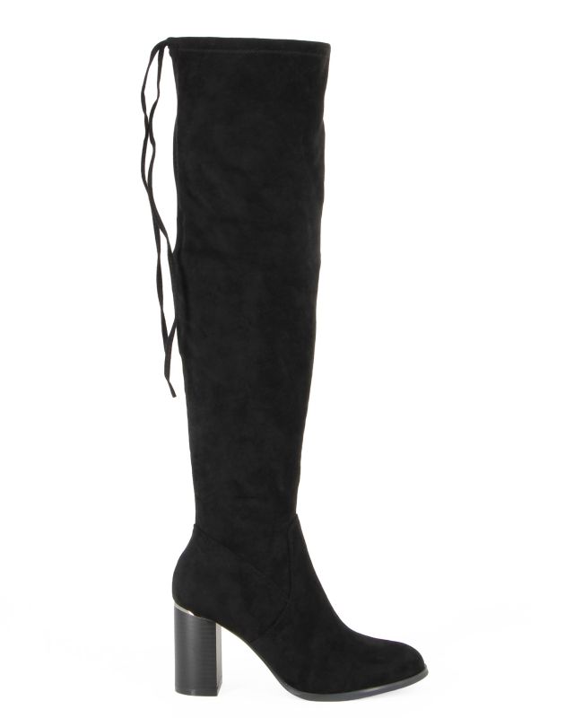 Prodotto: MISS GLOBO - Stivale nero scamosciato con zip laterale e coulisse, tacco 8CM