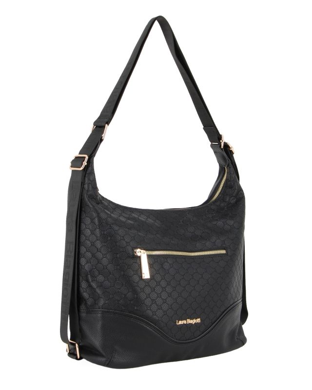 Prodotto: LAURA BIAGIOTTI - Borsa/Zaino nera trapuntata con tasca frontale e posteriore