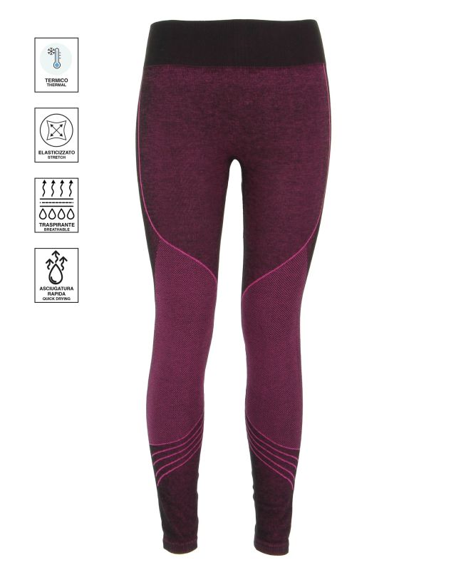 Prodotto: ON SPIRIT -  LEGGINGS  TERMICI DONNA  NERI  E FUXIA  IN LANA MERINOS ROSALIA - AD02109_A7250