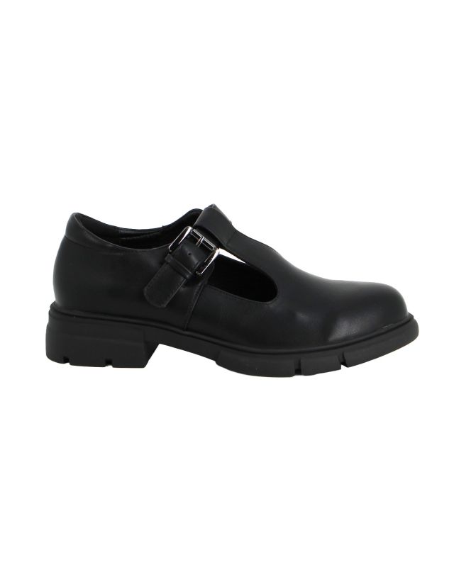 Prodotto: MISS GLOBO - Scarpa nera con suola track e cinturino con fibbia frontale