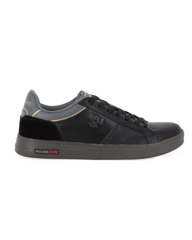 Prodotto: RIFLE - Scarpa sneakers nera da uomo con lacci