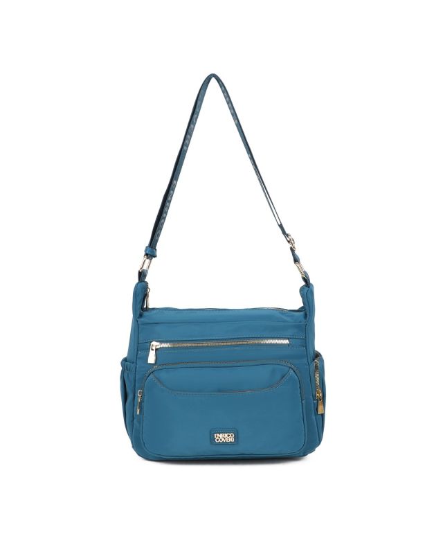 Prodotto: ENRICO COVERI - Borsa blu con tasche frontali e laterali